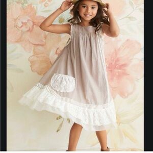 Chasing Fireflies dust Pink beige Cotton Dress girls 12